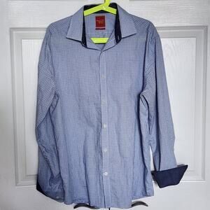 Original Penguin Mini Check Print Slim Fit Cotton Dress Shirt Size L 16 | 34/35